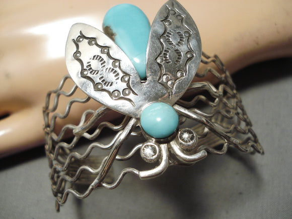 Sterling silver online vintage turquoise bug fly brooch