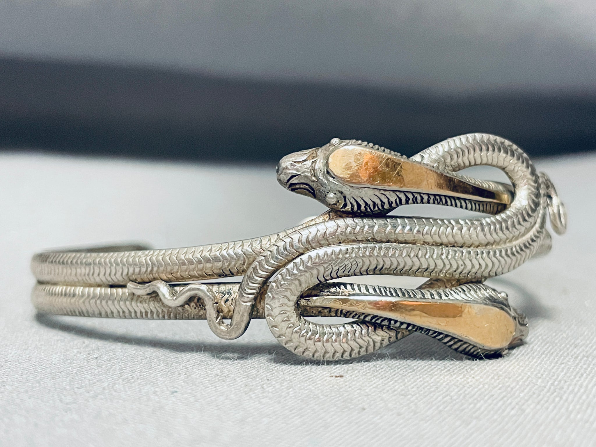 Vintage Sterling hot Silver Snake Cuff Bracelet