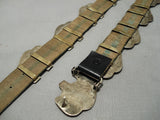 Heavy Unique Vintage Native American Navajo Hand Tooled Sterling Silver Buffalo Concho Belt Old-Nativo Arts
