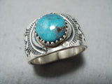 Astonishing Native American Navajo Blue Diamond Turquoise Sterling Silver Ring-Nativo Arts