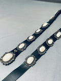 Very Rare White Buffalo Turquoise Vintage Native American Navajo Sterling Silver Concho Belt-Nativo Arts