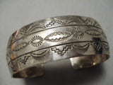 So Detailed!! Vintage Native American Navajo Sterling Silver Hand Tooled Bracelet Old-Nativo Arts