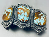 127 Grams Heavy Native American Navajo #8 Turquoise Sterling Silver Bracelet Cuff-Nativo Arts