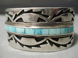 Unforgettable Vintage Native American Navajo Chainsaw Sterling Silver Turquoise Bracelet-Nativo Arts