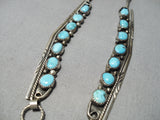 Exquisite Vintage Native American Navajo Sky Blue Turquoise Sterling Silver Necklace-Nativo Arts