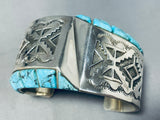 Birdseye Spiderweb Turquoise Native American Navajo Side Inlay Sterling Silver Bracelet-Nativo Arts
