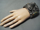 215 Gram Buffalo Native American Royston Turquoise Sterling Silver Bracelet-Nativo Arts