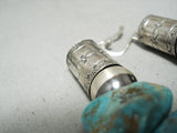 Heavy 333 Gram Vintage Native American Navajo Turquoise Sterling Silver Tubule Necklace-Nativo Arts