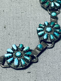 Exquisite Vintage Native American Zuni Turquoise Cluster Links Sterling Silver Bracelet-Nativo Arts