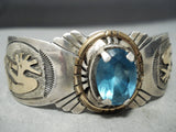 Leo James Vintage Native American Navajo Gold Kokopelli Sterling Silver Bracelet-Nativo Arts