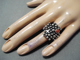 Impressive Navajo Coral Sterling Silver Cross Ring Native American-Nativo Arts