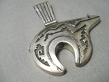 Quality Vintage Navajo Bear Sterling Silver Geo Native American Pendant-Nativo Arts