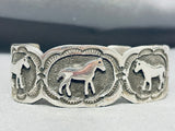 Whimsical Heavy Horse Native American Navajo Sterling Silver Bracelet-Nativo Arts