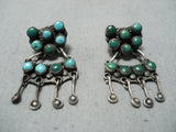 Early 1900's Vintage Native American Navajo Cerrillos Turquoise Sterling Silver Earrings-Nativo Arts
