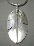 Feather Master Intricate Detailed Native American Navajo Sterling Silver Feather Necklace-Nativo Arts