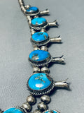 Gasp! Morenci Vintage Native American Navajo Turquoise Sterling Silver Squash Blossom Necklace-Nativo Arts