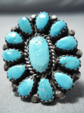 Unforgettable Vintage Native American Navajo Kingman Turquoise Sterling Silver Ring Old-Nativo Arts