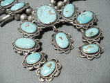 Best Vintage #8 Turquoise Native American Navajo Sterling Silver Squash Blossom Necklace Old-Nativo Arts