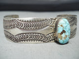Important Navajo Native American Carico Lake Turquoise Sterling Silver Bracelet-Nativo Arts