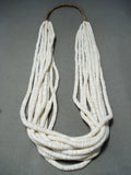 Native American Breathtaking Santo Domingo 10 Strand White Shell Cord Necklace-Nativo Arts