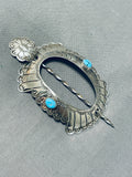 Wonderful Native American Navajo Turquoise Sterling Silver Hair Barrette-Nativo Arts