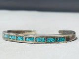 Exquisite Vintage Native American Navajo Turquoise Chip Inlay Sterling Silver Bracelet-Nativo Arts