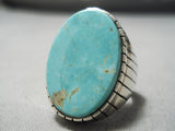 Huge Big Men's Royston Turquoise Sterling Silver Native American Ring-Nativo Arts