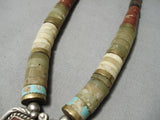 Native American Rare Authentic Vintage Santo Domingo Turquoise Heishi Sterling Silver Necklace-Nativo Arts