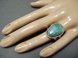 Striking Vintage Native American Navajo Green Turquoise Sterling Silver Ring-Nativo Arts