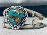 Heavy Thick Vintage Native American Navajo Gilber Turquoise Sterling Silver Bracelet-Nativo Arts