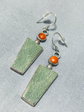 Incredible Jon Cly Signed Native American Navajo Turquoise Sterling Silver Earrings-Nativo Arts