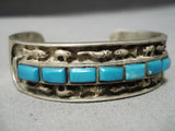 Museum Vintage Native American Navajo Animal Fetish Turquoise Sterling Silver Bracelet Old-Nativo Arts