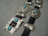 Incredible Vintage Native American Navajo Hand Wrought Sterling Silver Turquoise Concho Belt-Nativo Arts