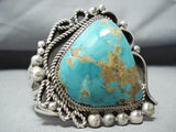 Ray Nez Native American Navajo Royston Turquoise Sterling Silver Huge Bracelet-Nativo Arts