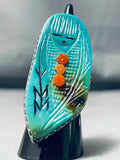 Native American The Most Intricately Hand Carved Turquoise Maiden Sterling Silver Zuni Ring-Nativo Arts