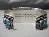 Huge Vintage Native American Navajo Cluster Of Turquoise Sterling Silver Tight Wave Bracelet-Nativo Arts