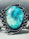 Aqua Turquoise Vintage Native American Navajo Sterling Silver Bracelet Cuff Old-Nativo Arts