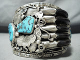 One Of Best Vintage Native American Navajo Bear Adakai Turquoise Sterling Silver Bracelet-Nativo Arts