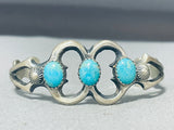 Superior Vintage Native American Navajo Kingman Turquoise Sterling Silver Bracelet-Nativo Arts