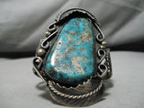 Museum Quality Vintage Native American Navajo Aqua Blue Turquoise Sterling Silver Bracelet Old-Nativo Arts