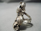 Amazing Vintage Native American Navajo Hand Carved Leaf Sterling Silver Nartive American Ring-Nativo Arts