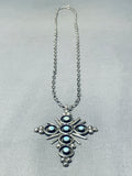 Beautiful Vintage Native American Zuni Turquoise Sterling Silver Cross Necklace-Nativo Arts