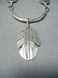 Tremendous Navajo Native American Sterling Silver Feathers Necklace-Nativo Arts