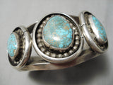 One Of Best Vintage Native American Navajo #8 Turquoise Sterling Silver Bracelet Old-Nativo Arts