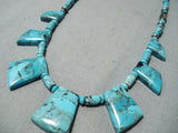 One Of The Best Vintage Native American Navajo Blue Diamond Turquoise Sterling Silver Necklace-Nativo Arts