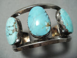 Monster Vintage Native American Navajo Blue Diamond Turquoise Sterling Silver Bracelet Old-Nativo Arts