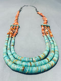 Native American Best Vintage Santo Domingo Green Turquoise Heishi Sterling Silver Necklace-Nativo Arts