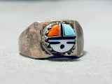 Unique Vintage Native American Zuni Turquoise Sterling Silver Sunface Ring-Nativo Arts