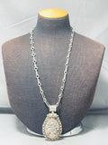 Important Heavy 93 Gram Vintage Native American Navajo Sterling Silver Leaf Necklace-Nativo Arts