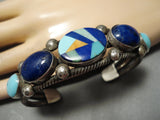 Native American Museum Quality Vintage Austin Garcia Turquoise Inlay Sterling Silver Bracelet-Nativo Arts